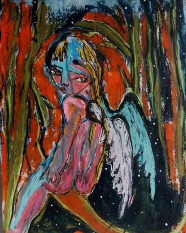 Painting titled "ANGELE" by Pascal Briba, Original Artwork, Acrylic