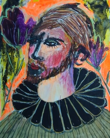 Malerei mit dem Titel "Mr FLEUR" von Pascal Briba, Original-Kunstwerk, Acryl