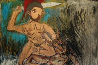 Peinture intitulée "Thésée combatant  l…" par Pascal Briba, Œuvre d'art originale, Acrylique