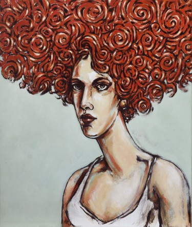 Schilderij getiteld "Medusa" door Pascal Buffard, Origineel Kunstwerk, Olie