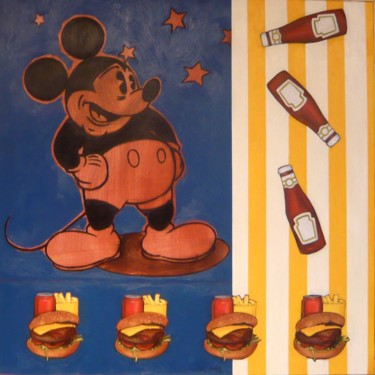 Schilderij getiteld "Big Mickey" door Pascal Buffard, Origineel Kunstwerk, Olie