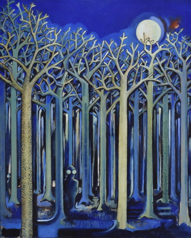 Peinture intitulée "Les yeux de la forêt" par Pascal Buffard, Œuvre d'art originale, Huile