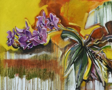 Schilderij getiteld "orchide II" door Pascal Buffard, Origineel Kunstwerk, Olie