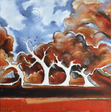 Painting titled "Incendies" by Pascal Buffard, Original Artwork, Oil