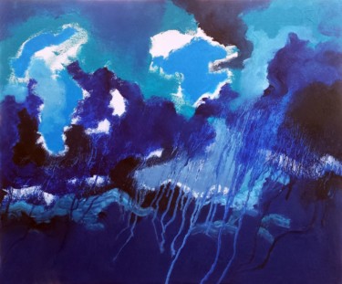 Картина под названием "Tempête en mer" - Pascal Buffard, Подлинное произведение искусства, Масло