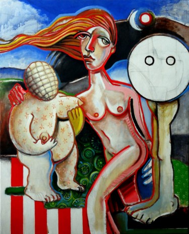 Painting titled "Les trois grâces" by Pascal Buffard, Original Artwork, Oil