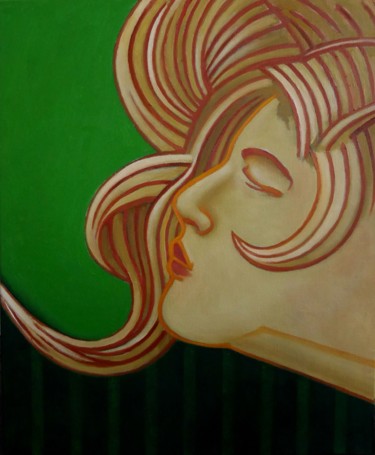 Malerei mit dem Titel "La femme taureau" von Pascal Buffard, Original-Kunstwerk, Öl