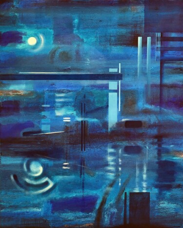 Картина под названием "un jour la nuit on…" - Pascal Buffard, Подлинное произведение искусства, Масло