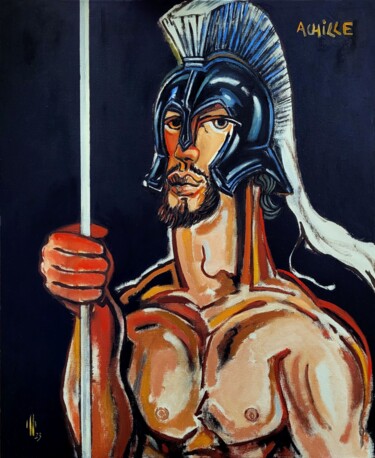 Peinture intitulée "Achille" par Pascal Buffard, Œuvre d'art originale, Huile Monté sur Châssis en bois
