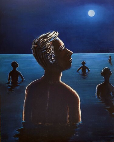 Peinture intitulée "Bain de minuit" par Pascal Buffard, Œuvre d'art originale, Acrylique