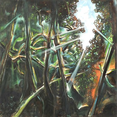Painting titled "Invasion amazonienne" by Pascal Buffard, Original Artwork, Oil