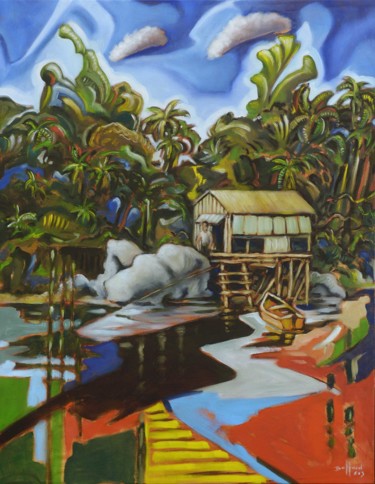 Peinture intitulée "jungle-2" par Pascal Buffard, Œuvre d'art originale, Huile