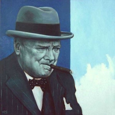 Schilderij getiteld "Churchill" door Pascal Buffard, Origineel Kunstwerk, Olie