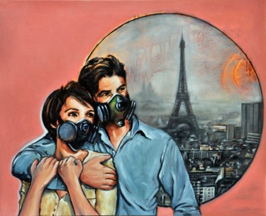 Malerei mit dem Titel "La vie en Rose" von Pascal Buffard, Original-Kunstwerk, Öl