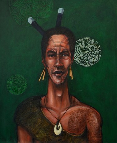 Peinture intitulée "maori" par Pascal Buffard, Œuvre d'art originale