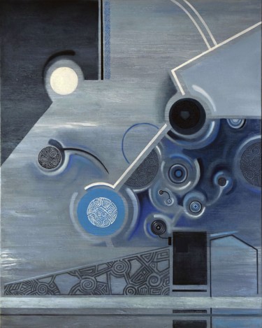 Pittura intitolato "blue-moon" da Pascal Buffard, Opera d'arte originale