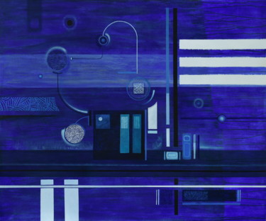 Painting titled "BLUE CITY" by Pascal Buffard, Original Artwork