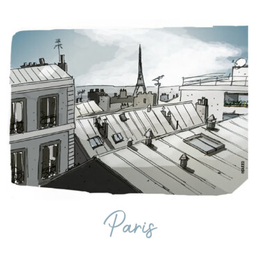 Zeichnungen mit dem Titel "KARI KRO - Paris" von Pascal Carro (PKRO), Original-Kunstwerk, Marker