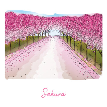 图画 标题为“KARI KRO - Sakura” 由Pascal Carro (PKRO), 原创艺术品, 标记