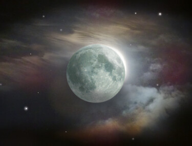 Фотография под названием "Full Moon Paris" - Pascal Carro (PKRO), Подлинное произведение искусства, Цифровая фотография