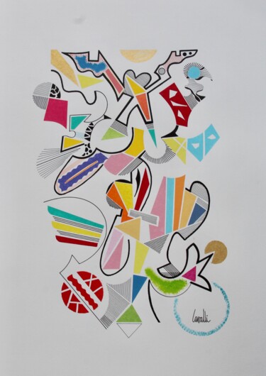 Malerei mit dem Titel "23 052 Imbrications" von Pascal Cavalli, Original-Kunstwerk, Acryl