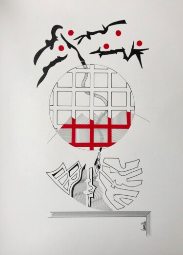 "24 009 Envol" başlıklı Tablo Pascal Cavalli tarafından, Orijinal sanat, Mürekkep