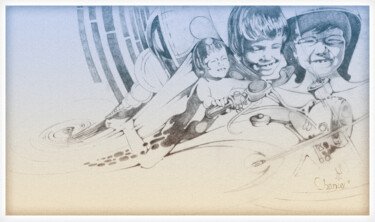 Zeichnungen mit dem Titel "Nicolas 3 Ans" von Pascal Chanier, Original-Kunstwerk, Conté-Buntstifte