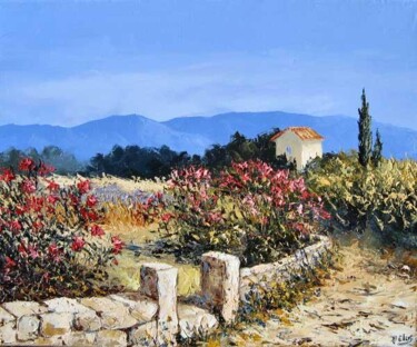 Peinture intitulée "Les lauriers roses" par Pascal Clus, Œuvre d'art originale