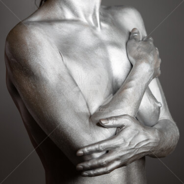 Photographie intitulée "Topless argenté" par Pascal Conreaux, Œuvre d'art originale, Photographie numérique