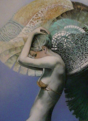 Malerei mit dem Titel "Angela" von Pascal Dugourd, Original-Kunstwerk, Öl