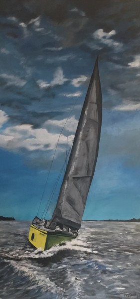 Malerei mit dem Titel "LE VOILIER 2" von Pascal Feriault, Original-Kunstwerk, Acryl