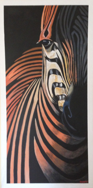 Painting titled "LE ZEBRE" by Pascal Feriault, Original Artwork, Acrylic