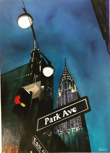 Painting titled "LE CHRYSLER BUILDING" by Pascal Feriault, Original Artwork, Acrylic