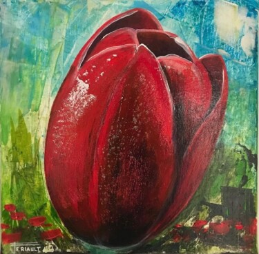 Painting titled "TULIPES 3" by Pascal Feriault, Original Artwork, Acrylic
