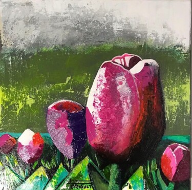 Painting titled "TULIPES 5" by Pascal Feriault, Original Artwork, Acrylic