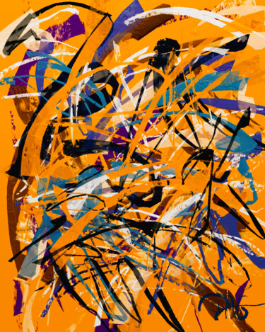 Digital Arts titled "Orange et Bleu" by Pascal Gagné, Original Artwork, Digital Painting