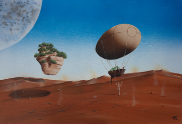 Картина под названием "Dune" - Pascal Genevois, Подлинное произведение искусства, Акрил Установлен на Деревянная рама для но…