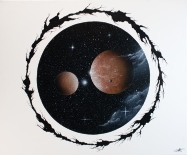 Painting titled "Gliese 832-C" by Pascal Genevois, Original Artwork, Acrylic Mounted on Wood Stretcher frame