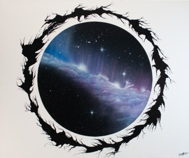 Painting titled "Kepler 438-B" by Pascal Genevois, Original Artwork, Acrylic Mounted on Wood Stretcher frame