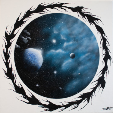 Painting titled "Kepler 1410 B" by Pascal Genevois, Original Artwork, Acrylic Mounted on Wood Stretcher frame