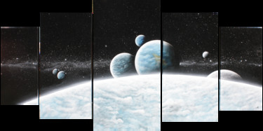 Malarstwo zatytułowany „Système planétaire” autorstwa Pascal Genevois, Oryginalna praca, Akryl Zamontowany na Drewniana rama…