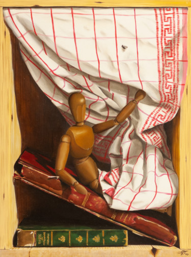 Malerei mit dem Titel "Au saut du lit" von Pascal Genevois, Original-Kunstwerk, Öl