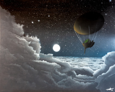 Pintura titulada "Au clair de la lune" por Pascal Genevois, Obra de arte original, Acrílico Montado en Bastidor de camilla d…