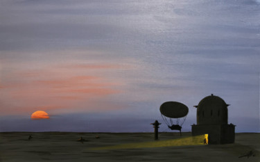 제목이 "Un air de tatooine"인 미술작품 Pascal Genevois로, 원작, 기름 나무 들것 프레임에 장착됨