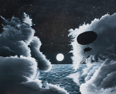 Peinture intitulée "Au clair de la lune…" par Pascal Genevois, Œuvre d'art originale, Huile Monté sur Châssis en bois