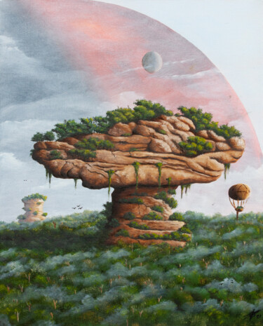 Peinture intitulée "La montagne champig…" par Pascal Genevois, Œuvre d'art originale, Huile