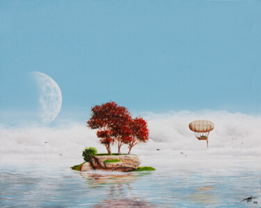 Peinture intitulée "L'Ile aux arbres ro…" par Pascal Genevois, Œuvre d'art originale, Acrylique Monté sur Châssis en bois
