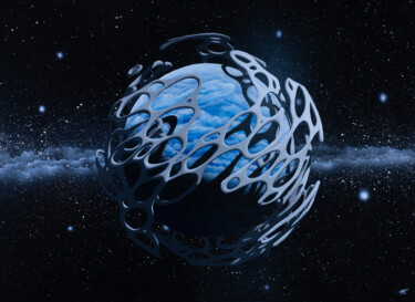 Pintura titulada "Station spatiale 01" por Pascal Genevois, Obra de arte original, Acrílico Montado en Bastidor de camilla d…