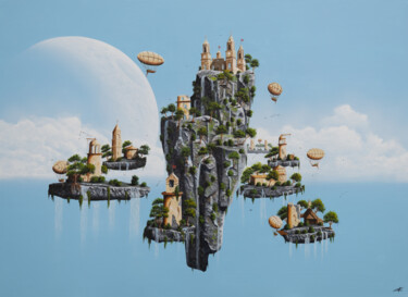 Картина под названием "L'archipel aux sour…" - Pascal Genevois, Подлинное произведение искусства, Акрил Установлен на Деревя…