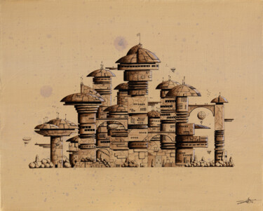 Peinture intitulée "Monochropolis 1" par Pascal Genevois, Œuvre d'art originale, Acrylique Monté sur Châssis en bois